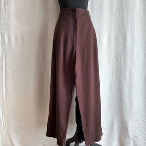 The Reset Chocolate Wide-Leg Pants High Waist Pleated Pants Size XL